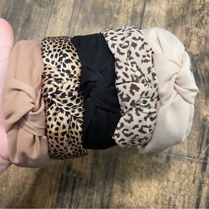 Brand New Leopard and Solid Knot Headband Set